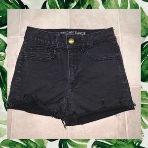 American Eagle Hi Rise Black Denim Shorts